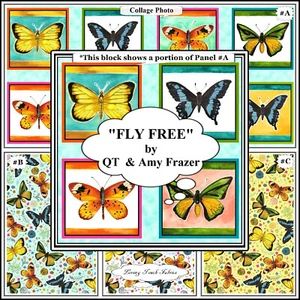 FLY FREE BUTTERFLIES QT AMY FRAZER FABRICS, PRICE @ 1/2 YD - Picture 1 of 5