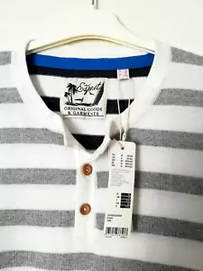 Esprit Herren Pullover Langarm Größe XL 100% Baumwolle grau weiß gestreift neu - Bild 1 von 4