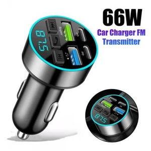 2 PD+2 USB 66W Car Phone Charger Type C Fast Charging Adapter Cigarette Lighter - Zdjęcie 1 z 11