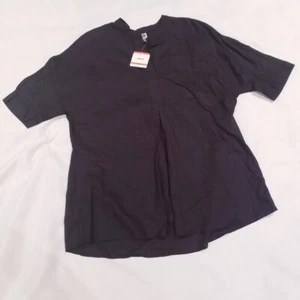 Suéter Anne Klein Mujer Informal Suelto Ajuste Negro Lino Camisa (XS) NUEVO - Imagen 1 de 8
