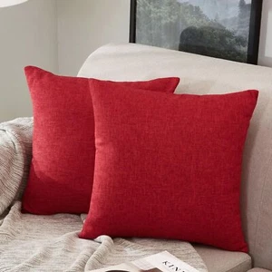 MERNETTE Linen Decorative Square Throw Pillow Cover Cushion Covers- Set of 2 - Picture 1 of 3