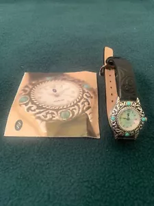 Carolyn Pollack Relios 925 Sterling Silver Watch Leather Band Simply Southwest - Picture 1 of 13