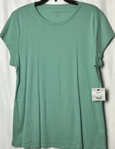 Liz Claiborne Woman Solid Light Teal Green Short Sleeve Tee Shirt Size XXLT - Picture 1 of 11