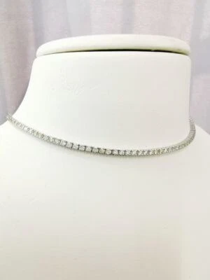 Collar gargantilla de diamantes de 3,15 quilates de oro blanco de 14 k amarillo verdoso tenis VVS2 Foto 1 de 4