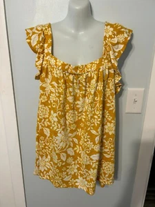 Neu mit Etikett Lauren Conrad Tanktop Blumenmuster mehrfarbig Rüschenärmel Übergröße 4X - Bild 1 von 3