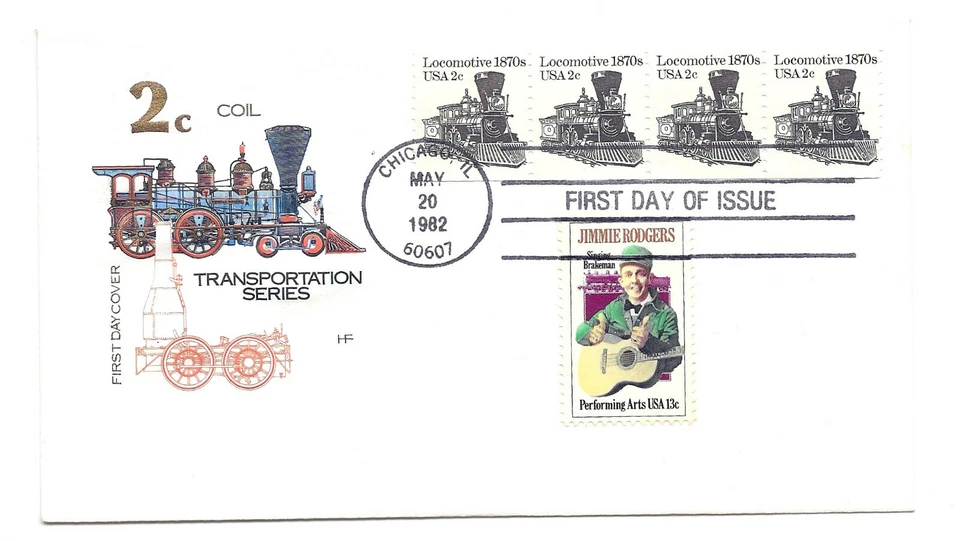 1897A 2c Locomotive 1870s Farnam, HF,  strip of 4 FDC  - Image 1 of 1