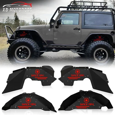 Front&Rear Inner Fender Liners for 07-18 Jeep Wrangler JK &JKU Unlimited Bolt-on - Image 1 of 4