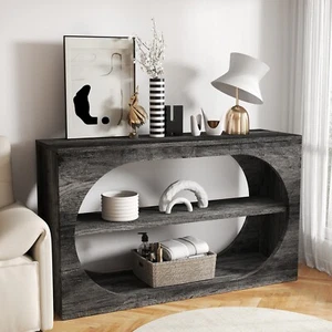Console Table 3-Tier Entryway Table 54.33inch Retro Sofa Foyer Hallway Table - Picture 1 of 12