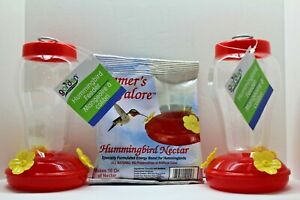 Hummingbird Feeder Starter Kit 2-Pack With Nectar 7" Hanging