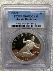 1997 S $1 PCGS PR69DCAM JACKIE ROBINSON - Picture 1 of 4