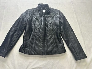 Ladies Neiman Marcus Black leather biker jacket Size Small Moto - Picture 1 of 8