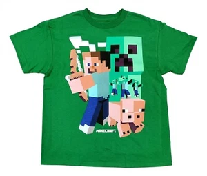 Boys Minecraft Shirt Steve Pig Creeper Zombie Art Deco T-Shirt Tee XS (4-5) - Picture 1 of 1
