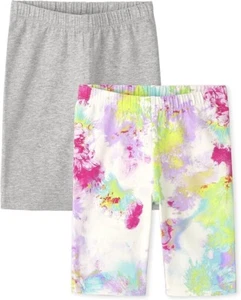 NEW The Children's Place Girls Bike Shorts Berry Tie Dye/Gray 2-Pack, XL (14) - Picture 1 of 1