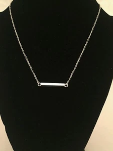 Unique Trending Sideway Bar Pendent Infinity Silver Plated Nekclace - Picture 1 of 3