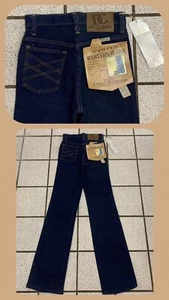 Vintage Boys Jeans Western Bootcut 25” Waist Lycra Stretch Dark 1970s NEW 9 / 10 - Picture 1 of 12