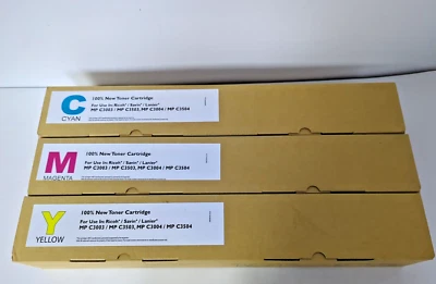3 100%TONER CARTRIDGE RICOH,SAVIN,LANIER MPC3003/MPC3503,MPC3J004,MPC3504 C/M/Y - Image 1 of 4