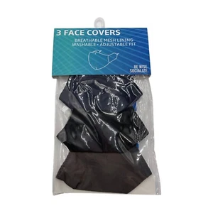 Lote de 3 Mascarillas Faciales Nuevas Azul Marino Negro Gris en Embalaje - Imagen 1 de 1