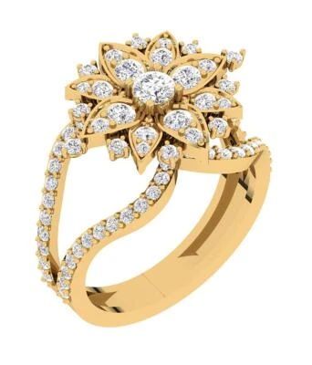 VVS F 1.35 Ct Round Lab Grown Diamond Right Hand Engagement Ring 14K Yellow Gold - Image 1 of 4