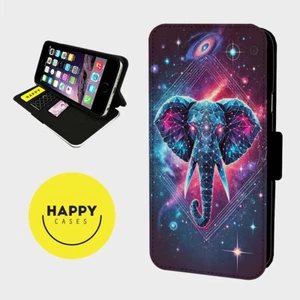 COSMIC ELEPHANT GEOMETRIC - Custodia telefono flip ecopelle - iPhone/Samsung - Foto 1 di 5