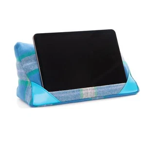 i-Pad Tablet Stand Pillow Holder Blue Tweed Cushion Higland Style Gift CRAGGI - Picture 1 of 3