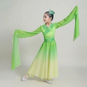 Mujeres Vestido de Baile de Ópera China Ropa Manga Larga Agua Onda Encogida Étnico - Imagen 1 de 8
