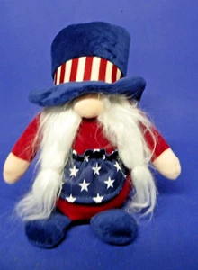 Peluche Gnomo Patriottico 4 Luglio Decorazione Bambola USA 10" Alto - Foto 1 di 8