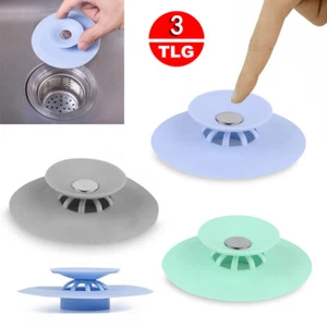 3x Küche Silikon Abfluss Sieb Haar Ablaufsieb Siebkorb Spüle Stöpsel Waschbecken - Bild 1 von 12
