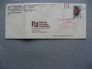 ST KITTS, cover to the USA 1991, fish, extra canc World Post day - Picture 1 of 1