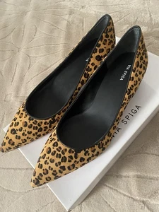 Via Spiga Größe 9 GUERVIE Leopard hellbraun/schwarz Blockabsatz spitz zulaufende Pumps Schuhe neu im Karton - Bild 1 von 10