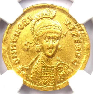 Honorius AV Solidus Gold Roman Coin 393-423 AD - Certified NGC Choice XF (EF) - Picture 1 of 6