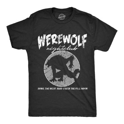 Mens Werewolf Nightclub T Shirt Funny Spooky Halloween Party Joke Tee for Guys - Image 1 of 4