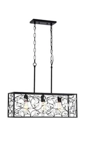 26" Modern Crystal Kitchen Island Lighting, Rectangular 3-Light Dining Room - Picture 1 of 3