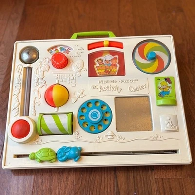 Centro de actividades Fisher Price de colección juguete niños aprendizaje tabla ocupada 1973 cuna bebé Foto 1 de 4