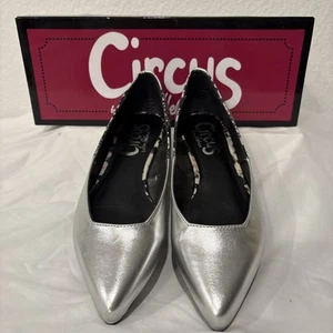 Circus by Sam Edelman 6 Silver Flats Faux Snake Ellissa Vegan - Picture 1 of 6