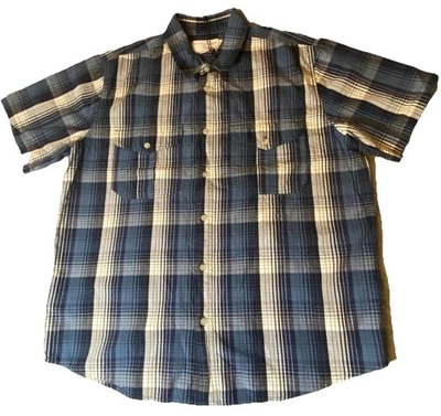 Filson Washed Feather Cloth Shirt Mens Large Service Blue White Check 20189134 - Image 1 of 4