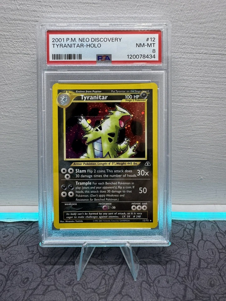 PSA 8 NM - MT Tyranitar Holo Neo Discovery Unlimited #12 Pokemon TCG - Image 1 of 1