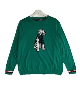 Tommy Hilfiger maglione intarsiato donna XL verde Holiday Terrier maglione cane - Foto 1 di 9