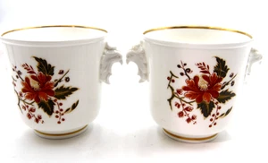 Pair of Royal Worcester Lynbrook Planter Vase Floral Eagle Head Handles - Picture 1 of 5