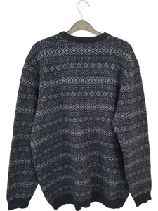 Woolovers Jumper Fair Isle Pattern Blue Crew Neck XL UK Size - Picture 1 of 4