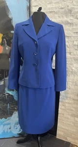 Le Suit Blau Rock Anzug Set Filly Gefüttert Größe 8P Petites - Bild 1 von 13