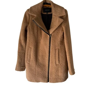 Andrew Marc Camel Alpaca Blend Asymmetrical Zip Coat Women's Size 6 Teddy Bear - Picture 1 of 9