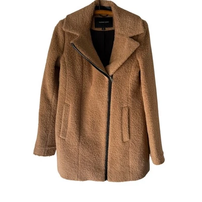 Andrew Marc Camel Alpaca Blend Asymmetrical Zip Coat Women's Size 6 Teddy Bear - Image 1 of 4