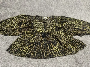 Denim & Supply Ralph Lauren Leopard Animal Babydoll Swing Pleat Bluse Top M - Bild 1 von 12