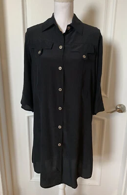 Traje de baño Maryan Mehlhorn 100 % seda negro botón delantero encubrimiento talla 10 usado en excelente estado Foto 1 de 4