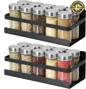 2 Pcs Strong Magnetic Spice Holder Rack Kitchen Organizer Magnetic Fridge Shelf - Picture 1 of 9