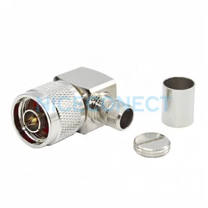 Conector de crimpado RA de ángulo recto enchufe macho tipo N para cable RG8 RG165 RG213 LMR400 - Imagen 1 de 7