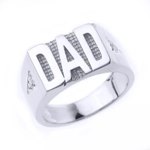 Fine Sterling Silver Men's CZ "DAD" Ring - Picture 1 of 1