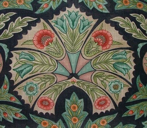 Floral Detalles Oscuro Azul Marino Mezcla de Lino Tapicería Cortina Tela Cojín - Imagen 1 de 24