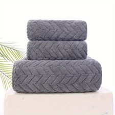 Set 3 asciugamani da bagno grigio I bianco I verde chiaro I viola 1 x 70 x 140 cm - 2 x 35 x 75 cm