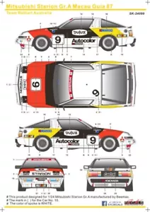 SK Decal 1/24 Mitsubishi Stallion Gr.A Macau 1987 ♯9/10 Full Decal Beemax 10139 - Picture 1 of 3